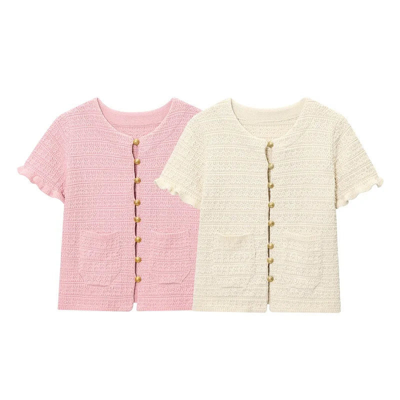 Knit Tops Cropped Cardigan